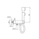 Bidetdouche of toiletdouche set met stopkraan, dubbele wateruitlaat en doucheslang 90cm  