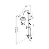 Retro regendoucheset 1866 chroom met thermostaatkraan