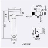 Bidetdouche of toiletdouche Grifo met stopkraan en slang 120cm chroom