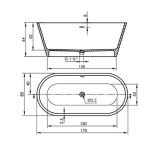 Solid Surface ligbad Moderno 170x80cm wit mat