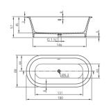 Solid Surface ligbad Classic 180x88cm wit mat